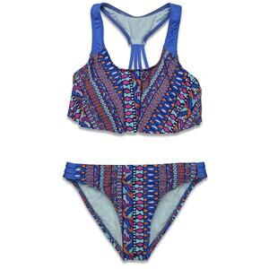 Hobie Girls' Flounce Bralette Bikini Top & Hipster Bottom Swimsuit Set Size